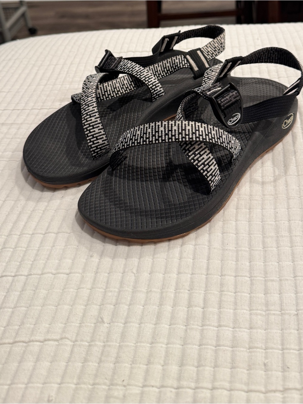 Chaco Black & White Woven Strap Sport Sandals